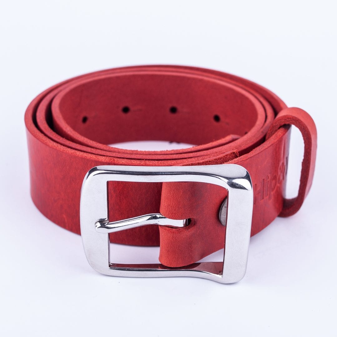 mens red leather belt