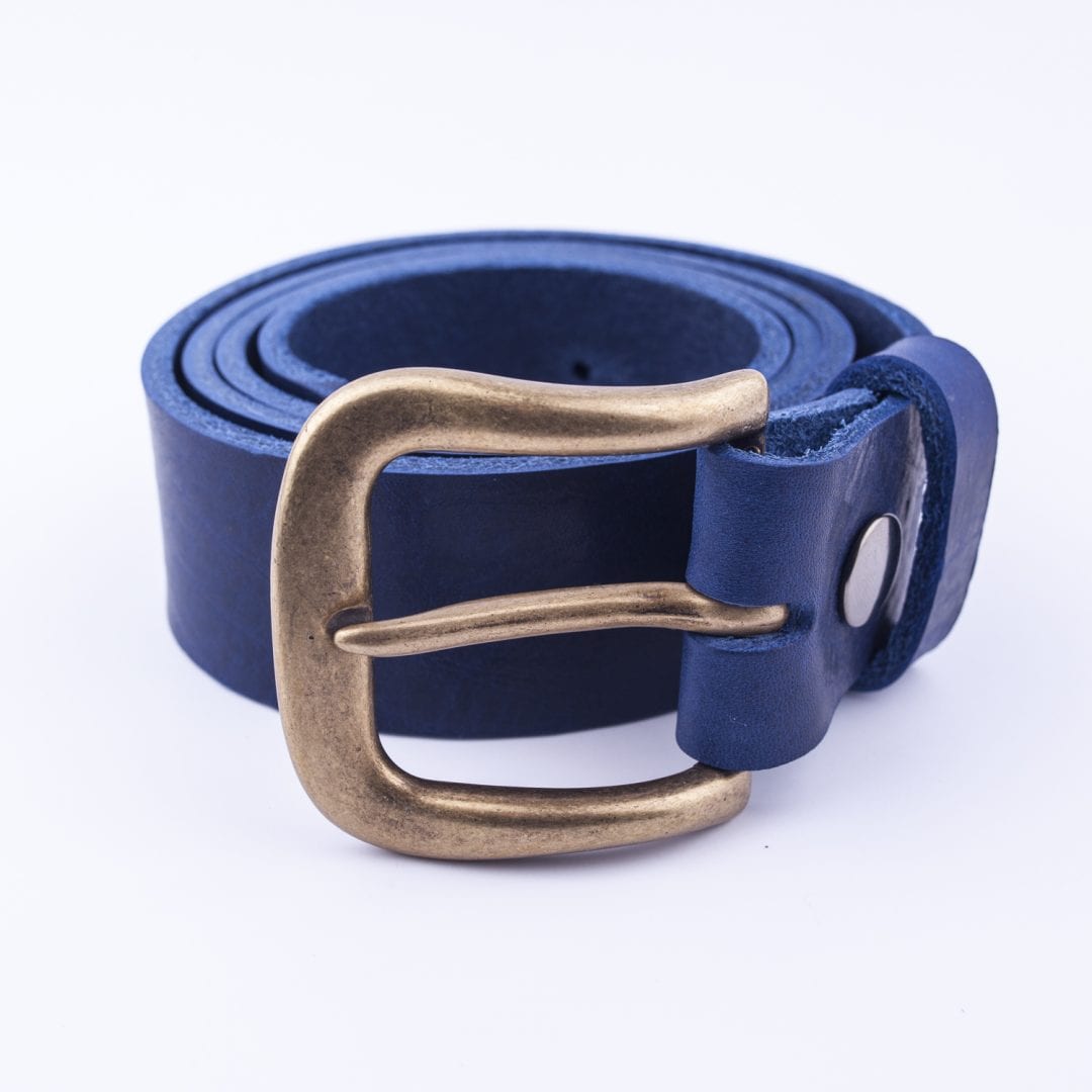 blue leather belt mens