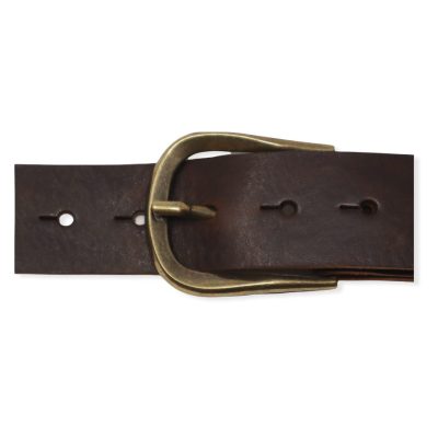 Womens black leather jeans belt with brushed brass buckle - Hip