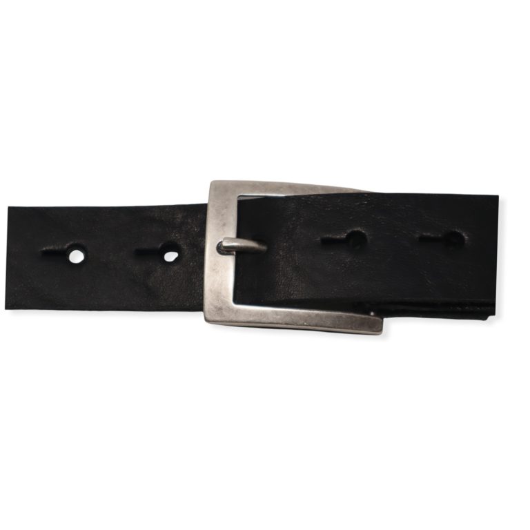 Mens black leather dress belt with chrome buckle - Hip & Waisted ...