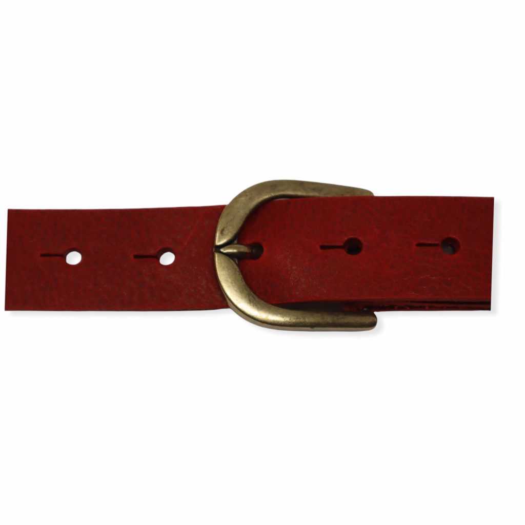 Womens Red Leather Dress Belt With Brushed Brass Buckle Hip And Waisted Belts And Buckles 